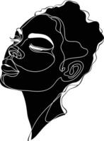 AI generated aesthetic woman with continuous line art style black color only vector