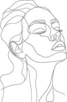 AI generated aesthetic woman with continuous line art style black color only vector