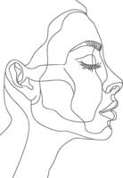 AI generated aesthetic woman with continuous line art style black color only vector