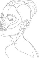 AI generated aesthetic woman with continuous line art style black color only vector