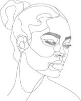 AI generated aesthetic woman with continuous line art style black color only vector