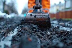 AI generated An excavator digging dirt on a construction professional photography photo