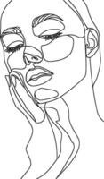 AI generated aesthetic woman with continuous line art style black color only vector