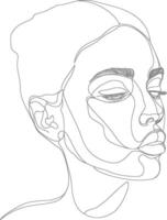 AI generated aesthetic woman with continuous line art style black color only vector