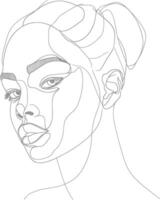 AI generated aesthetic woman with continuous line art style black color only vector