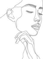 AI generated aesthetic woman with continuous line art style black color only vector