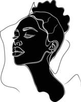 AI generated aesthetic woman with continuous line art style black color only vector