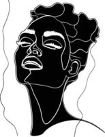 AI generated aesthetic woman with continuous line art style black color only vector