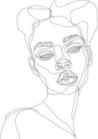 AI generated aesthetic woman with continuous line art style black color only vector