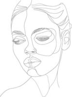 AI generated aesthetic woman with continuous line art style black color only vector