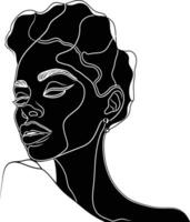 AI generated aesthetic woman with continuous line art style black color only vector