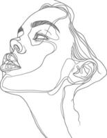 AI generated aesthetic woman with continuous line art style black color only vector