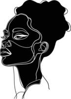 AI generated aesthetic woman with continuous line art style black color only vector