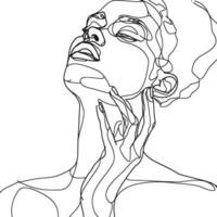 AI generated aesthetic woman with continuous line art style black color only vector