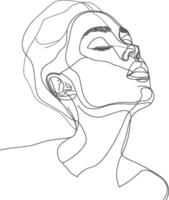 AI generated aesthetic woman with continuous line art style black color only vector