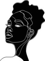 AI generated aesthetic woman with continuous line art style black color only vector