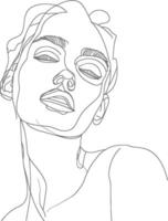 AI generated aesthetic woman with continuous line art style black color only vector