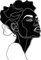 AI generated aesthetic woman with continuous line art style black color only vector