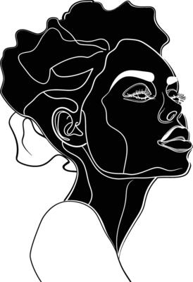 AI generated aesthetic woman with continuous line art style black color only