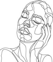 AI generated aesthetic woman with continuous line art style black color only vector