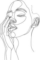 AI generated aesthetic woman with continuous line art style black color only vector