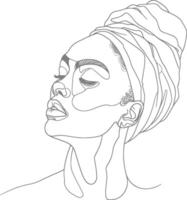 AI generated aesthetic woman with continuous line art style black color only vector