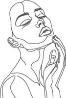 AI generated aesthetic woman with continuous line art style black color only vector