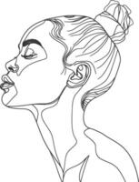 AI generated aesthetic woman with continuous line art style black color only vector