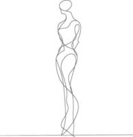 AI generated aesthetic woman with continuous line art style black color only vector