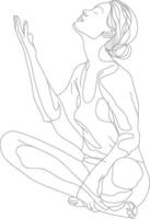 AI generated aesthetic woman with continuous line art style black color only vector