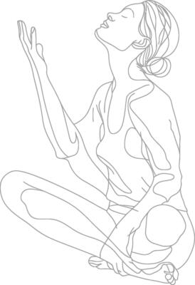 AI generated aesthetic woman with continuous line art style black color only