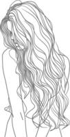 AI generated aesthetic woman with continuous line art style black color only vector