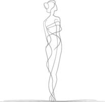 AI generated aesthetic woman with continuous line art style black color only vector