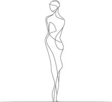 AI generated aesthetic woman with continuous line art style black color only vector