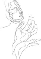 AI generated aesthetic woman with continuous line art style black color only vector