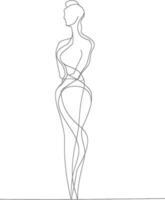 AI generated aesthetic woman with continuous line art style black color only vector