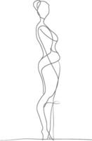 AI generated aesthetic woman with continuous line art style black color only vector