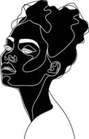 AI generated aesthetic woman with continuous line art style black color only vector