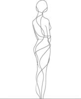 AI generated aesthetic woman with continuous line art style black color only vector