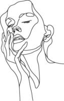 AI generated aesthetic woman with continuous line art style black color only vector