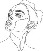 AI generated aesthetic woman with continuous line art style black color only vector