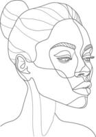 AI generated aesthetic woman with continuous line art style black color only vector