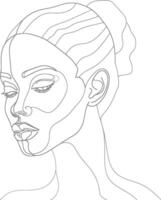 AI generated aesthetic woman with continuous line art style black color only vector