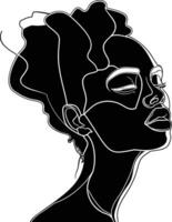 AI generated aesthetic woman with continuous line art style black color only vector