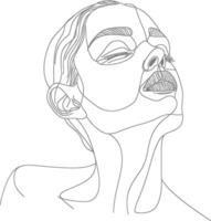 AI generated aesthetic woman with continuous line art style black color only vector