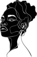 AI generated aesthetic woman with continuous line art style black color only vector