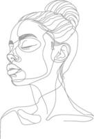 AI generated aesthetic woman with continuous line art style black color only vector