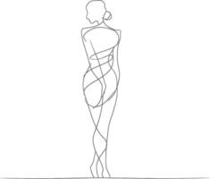 AI generated aesthetic woman with continuous line art style black color only vector