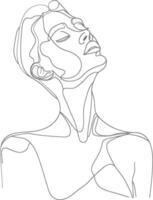 AI generated aesthetic woman with continuous line art style black color only vector