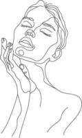 AI generated aesthetic woman with continuous line art style black color only vector